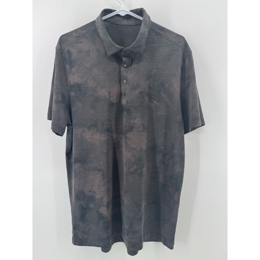 Lululemon Evolution Polo Shirt Mens Large Diamond Dye Sedona Sunset Stretch